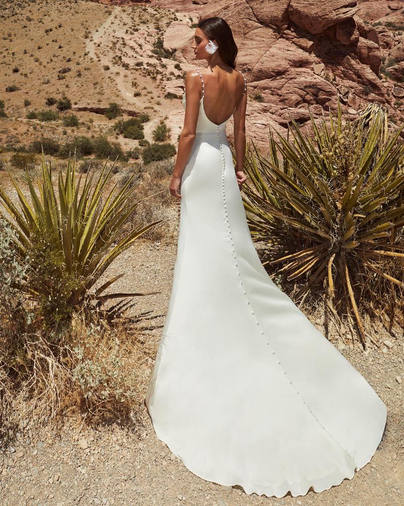 Lp2408 sexy backless wedding dress with slit and spaghetti straps2